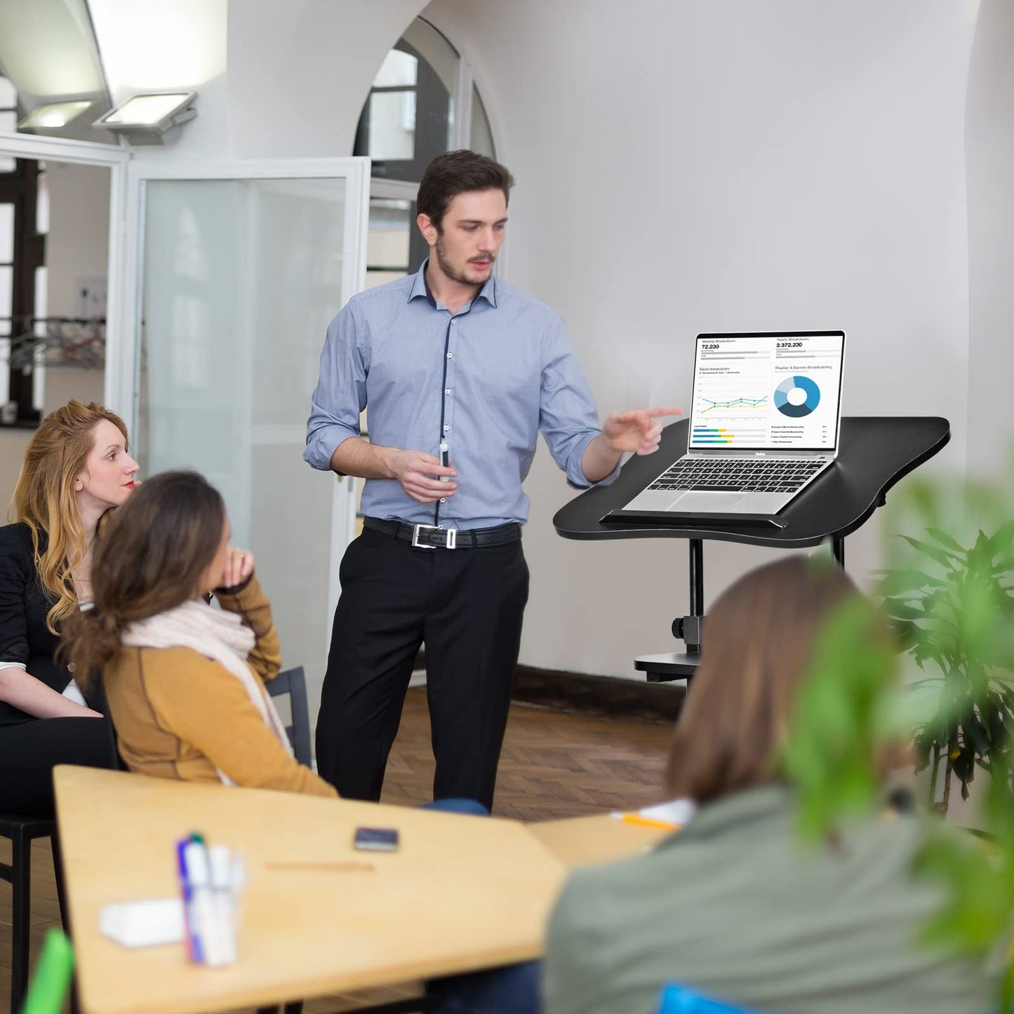 Laptop Cart Height Adjustable with Wheels