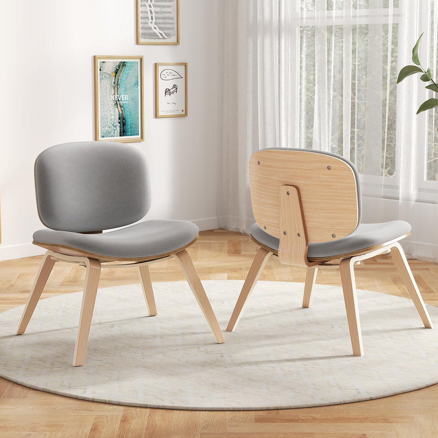 Modern Accent Chair with Curved Backrest and Padded Seat