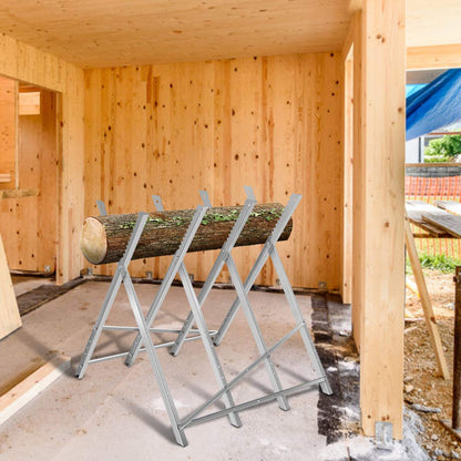 Heavy Duty Foldable Steel Sawhorse with Notched Sawteeth