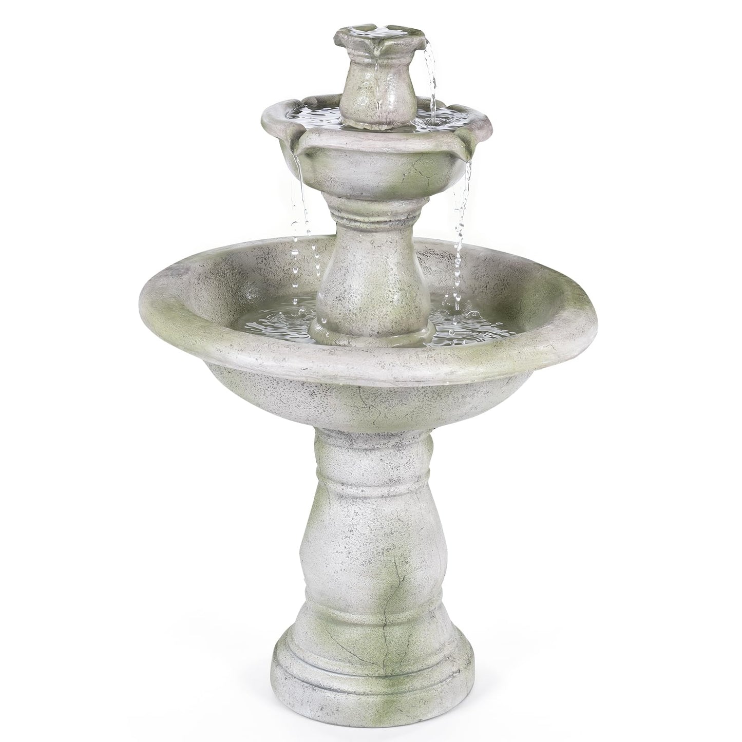 3-Tier Outdoor Water Fountain, 89cm Self-Contained Cascading Water Feature