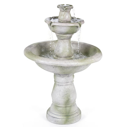 3-Tier Outdoor Water Fountain, 89cm Self-Contained Cascading Water Feature