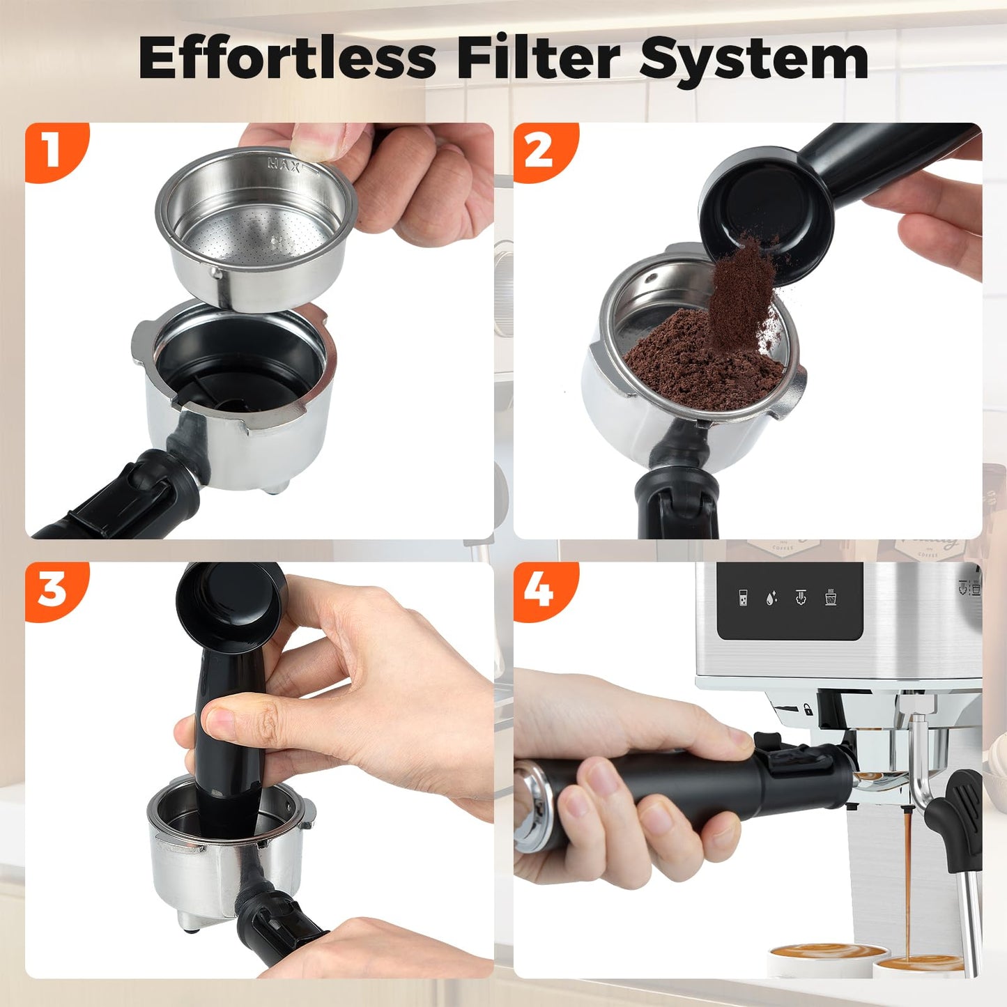 Coffee Maker with Milk Frother 20 Bar Espresso Machine