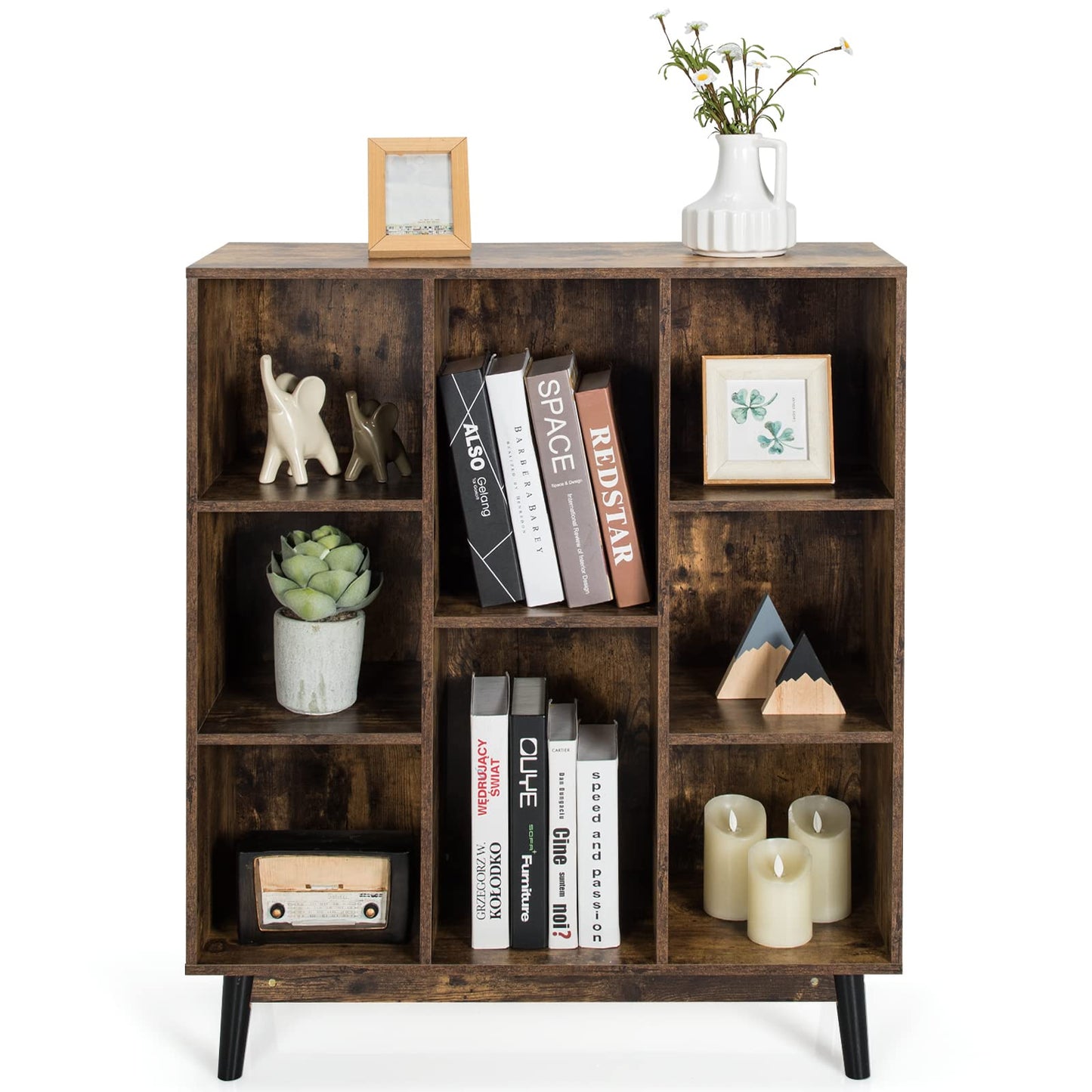 8 Cube Wooden Freestanding Bookshelf Side Cabinet