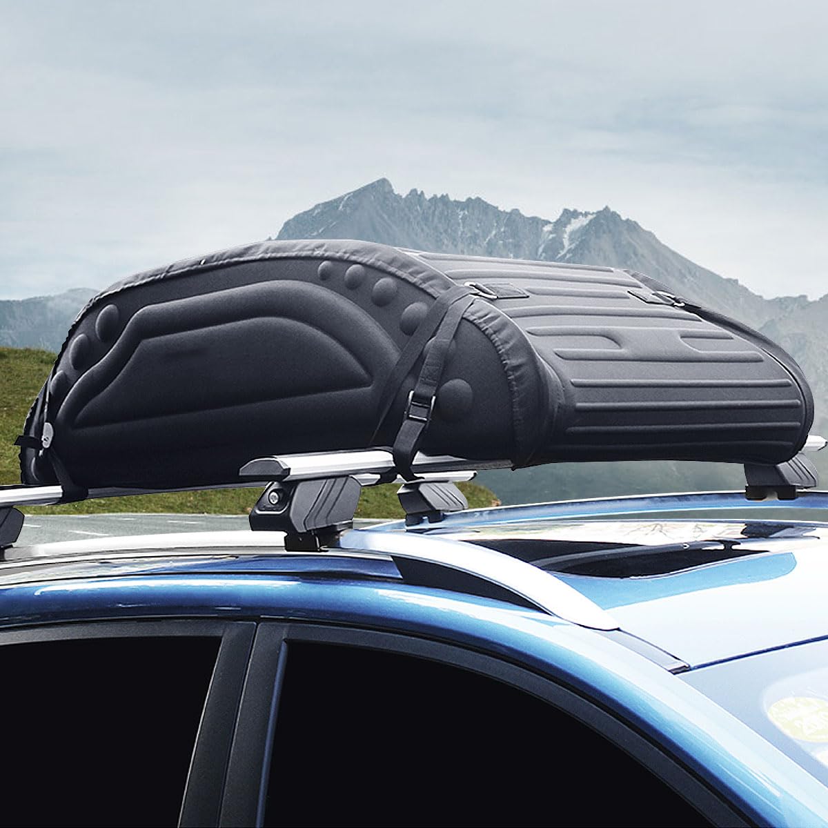 14 Cubic Feet/400L Car Roof Bag, Waterproof Foldable Roofing Cargo Carrier with 4 Reinforced Straps