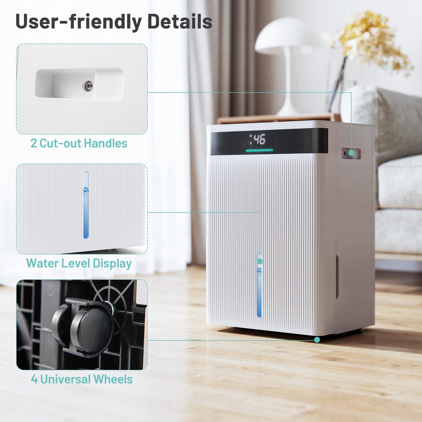 30L Dehumidifier with 3 Modes and 3-Color Lights