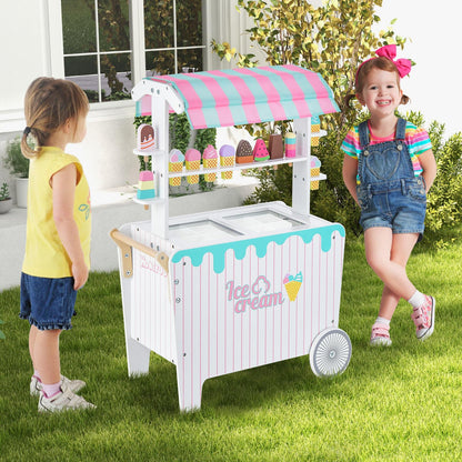 Ice Cream and Food Trunk Toy with 2 Large Wheels for Kids