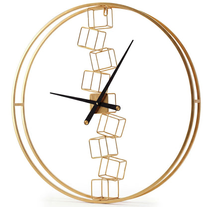 Large Wall Clock, 27”/68cm Metal Non-Ticking Decorative Clock, Battery-Operated Wall Decoration