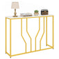 110 cm Gold Console Table Entryway Table with Faux Marble Tabletop