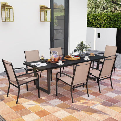 Giantex Garden Chairs Set of 2 Stackable Outdoor Dining Chairs with Breathable Backrest & Seat