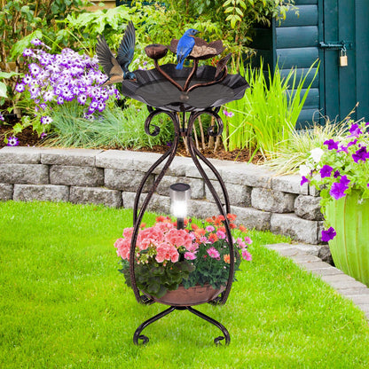 Outdoor Bird Feeder and Bath with Solar Light