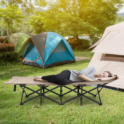 Extra Wide Portable Sleeping Cot with Headrest & Carry Bag