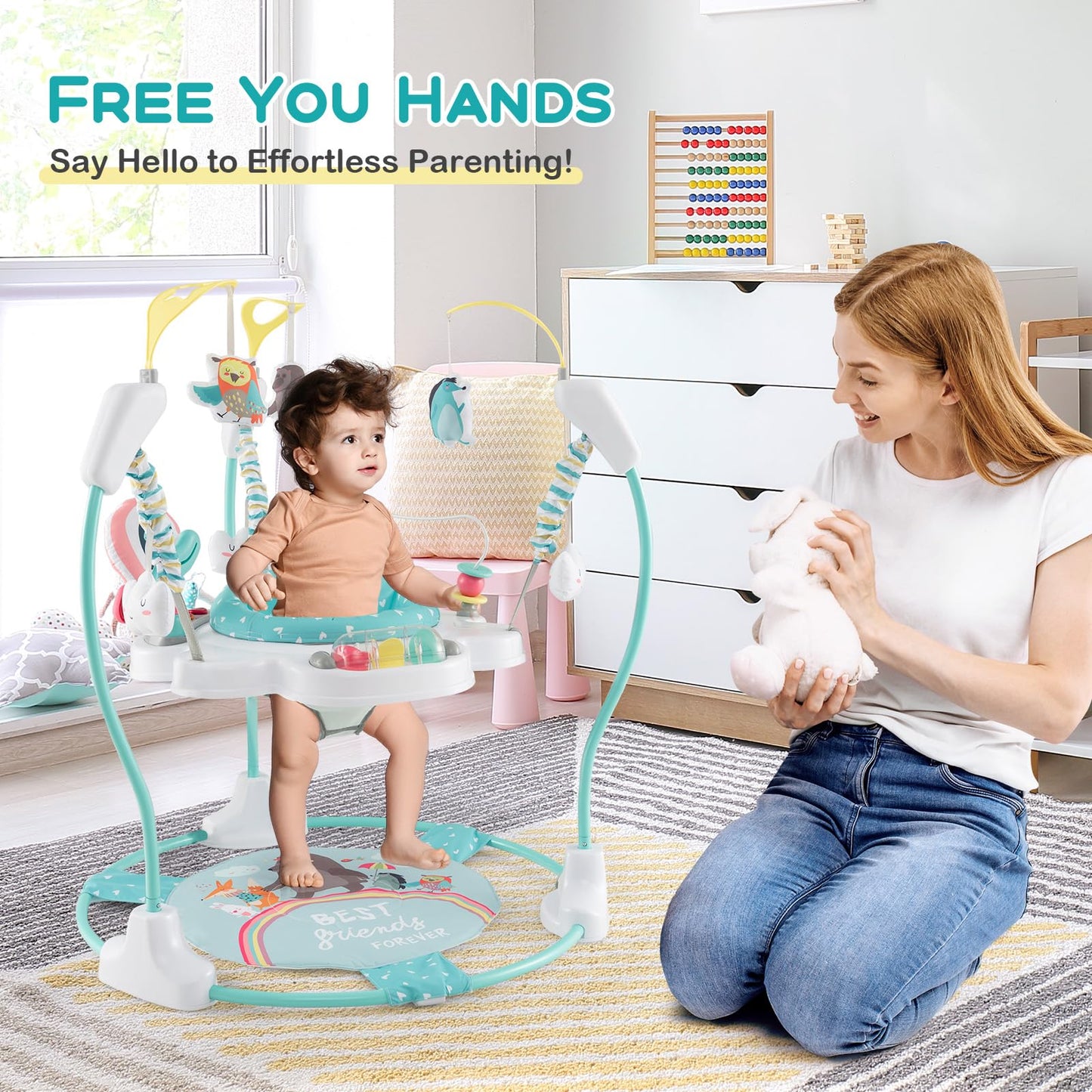 Height Adjustable Infant Activity Center with 360° Rotary Seat