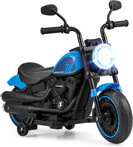 6V Kids Ride On Motorcycle with Training Wheels and Headlight for Toddlers