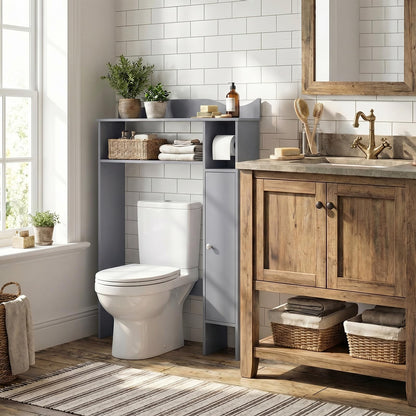 Over Toilet Storage Cabinet with Paper Holder and Removable Shelves for Bathroom