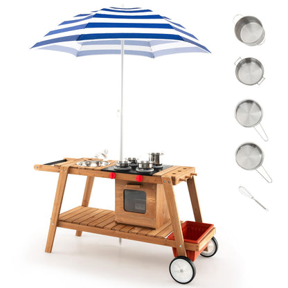 Outdoor Wooden Mud Kitchen for Kids Toddlers