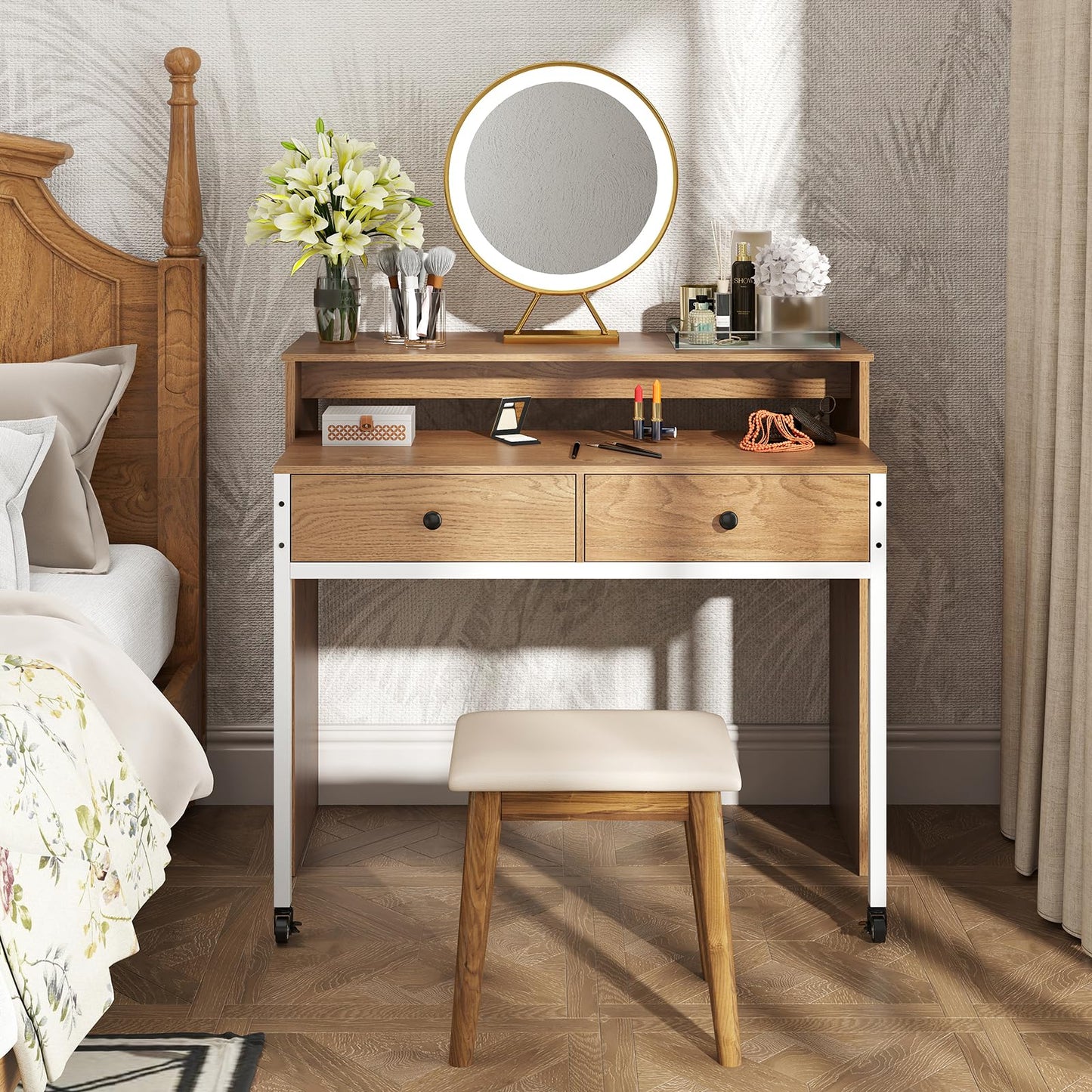 Extending Computer Desk with 2 Storage Drawers