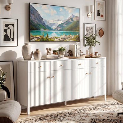 4-Door Kitchen Sideboard, 160cm Wide Buffet Storage Cabinet with 4 Drawers