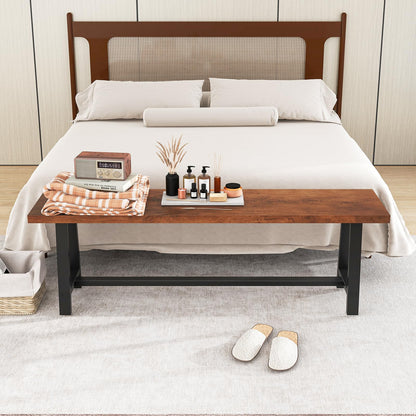 153CM Entryway Dining Bench 3 Person with Metal Frame