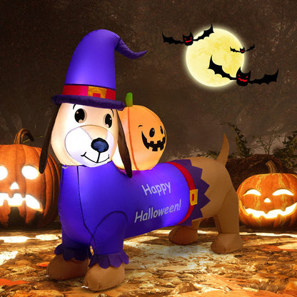 Long Halloween Inflatable Dachshund Dog with Pumpkin