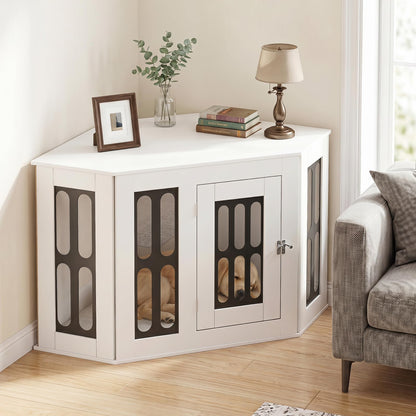 Corner Dog Crate Furniture Metal Side Table for Small Dogs