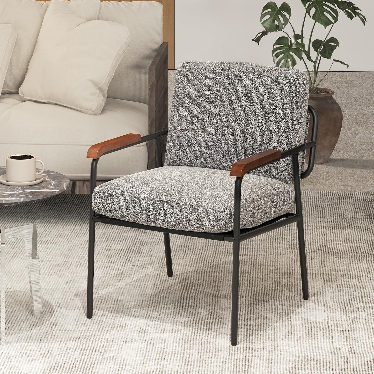 Accent Chair with Back Pillow and Wide Cushioned Seat