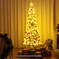 150/180CM Artificial Xmas Tree Pencil Tree with Treetop Star and 7 Lighting Modes
