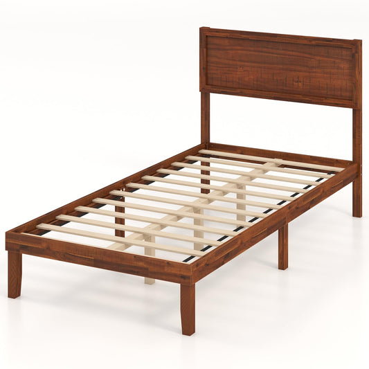 Bed Frame with Headboard and Slats Support
