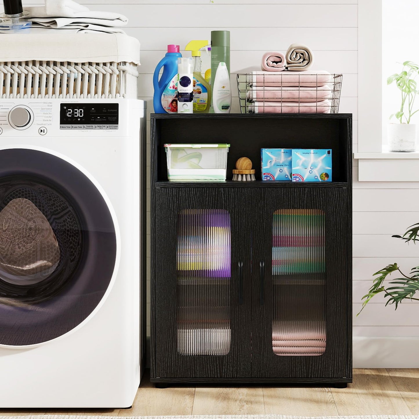 Bathroom Cabinet Freestanding Cabinet with 2 Doors and 3-Level Adjustable Shelf