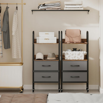 Rolling Utility Storage Cart Mobile Printer Stand with 2 Open Shelves