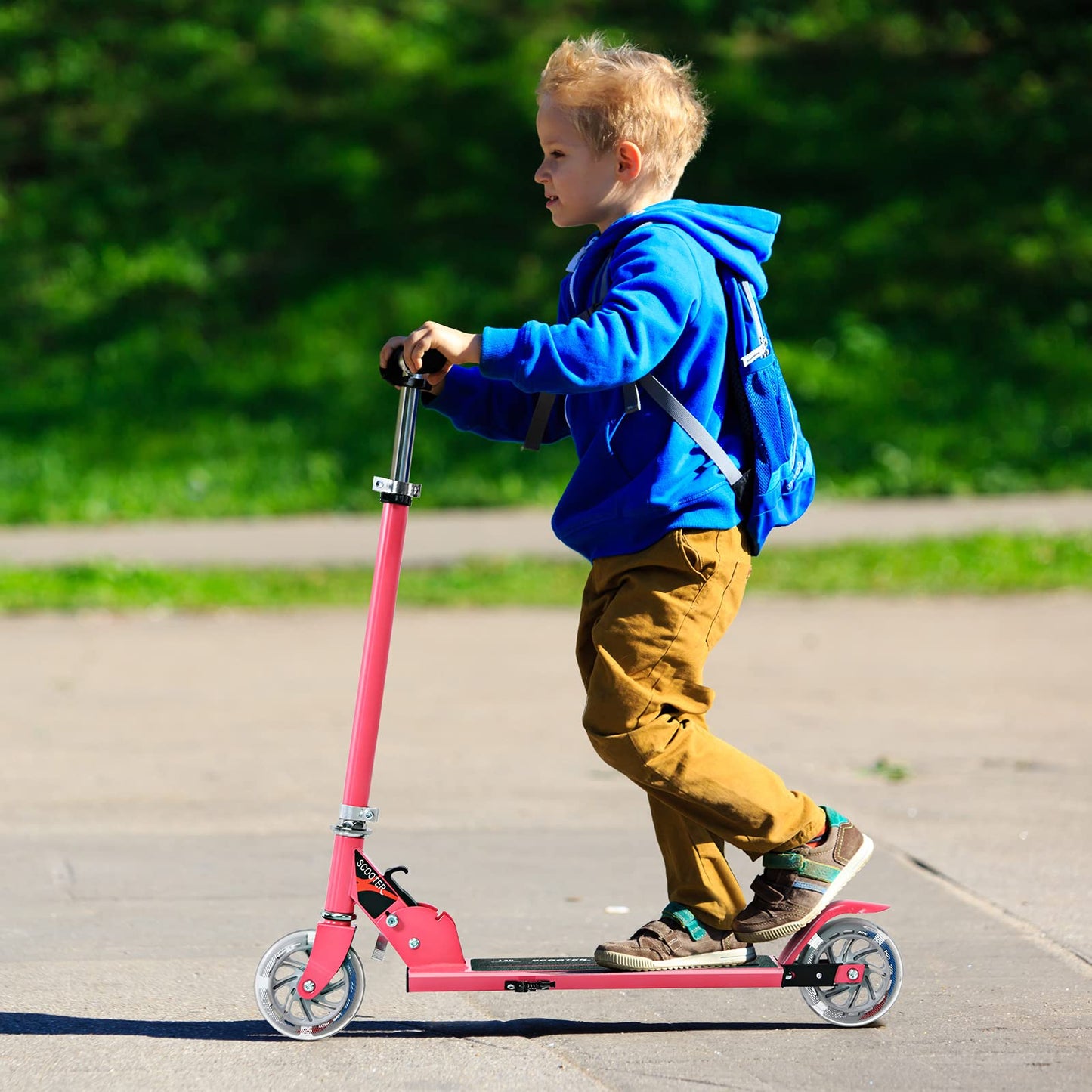 Kids Kick Scooter, Light Up LED 2 Wheeled Scooters for Ages 4 to 13 Children Girls Boys