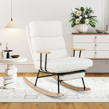 Nursery Rocking Chair Teddy Velvet Upholstered Rocking Chair