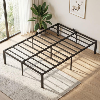 4ft6 Double Bed Frame, 135 x 190cm Heavy-Duty Metal Platform Bed Frames