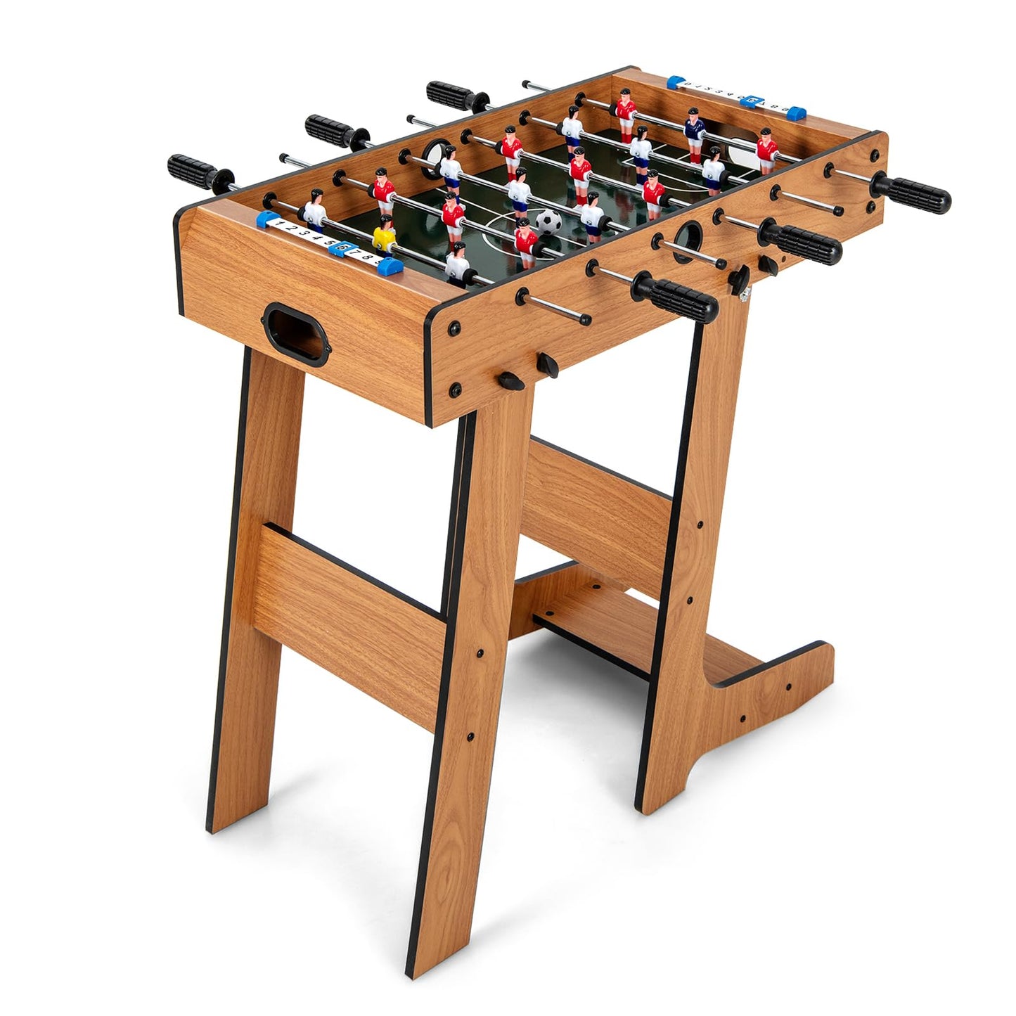 Free Standing Folding Foosball Soccer Game with 2 Mini Footballs