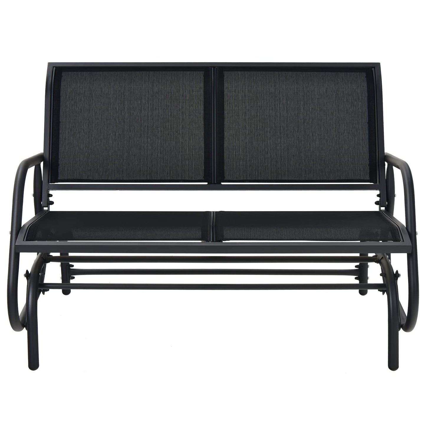 2-Person Outdoor Steel Frame Fabric Glider Bench