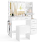 Dressing Table with Large LED Mirror and Storage Stool