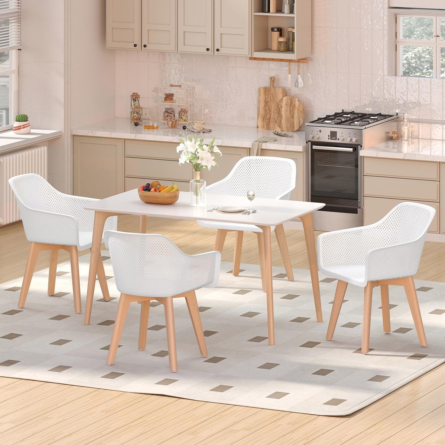 Dining Chairs Set of 2, Modern Kitchen Chairs with Breathable Mesh Backrest