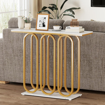 100 CM Faux Marble Entryway Table with Adjustable Foot Pads