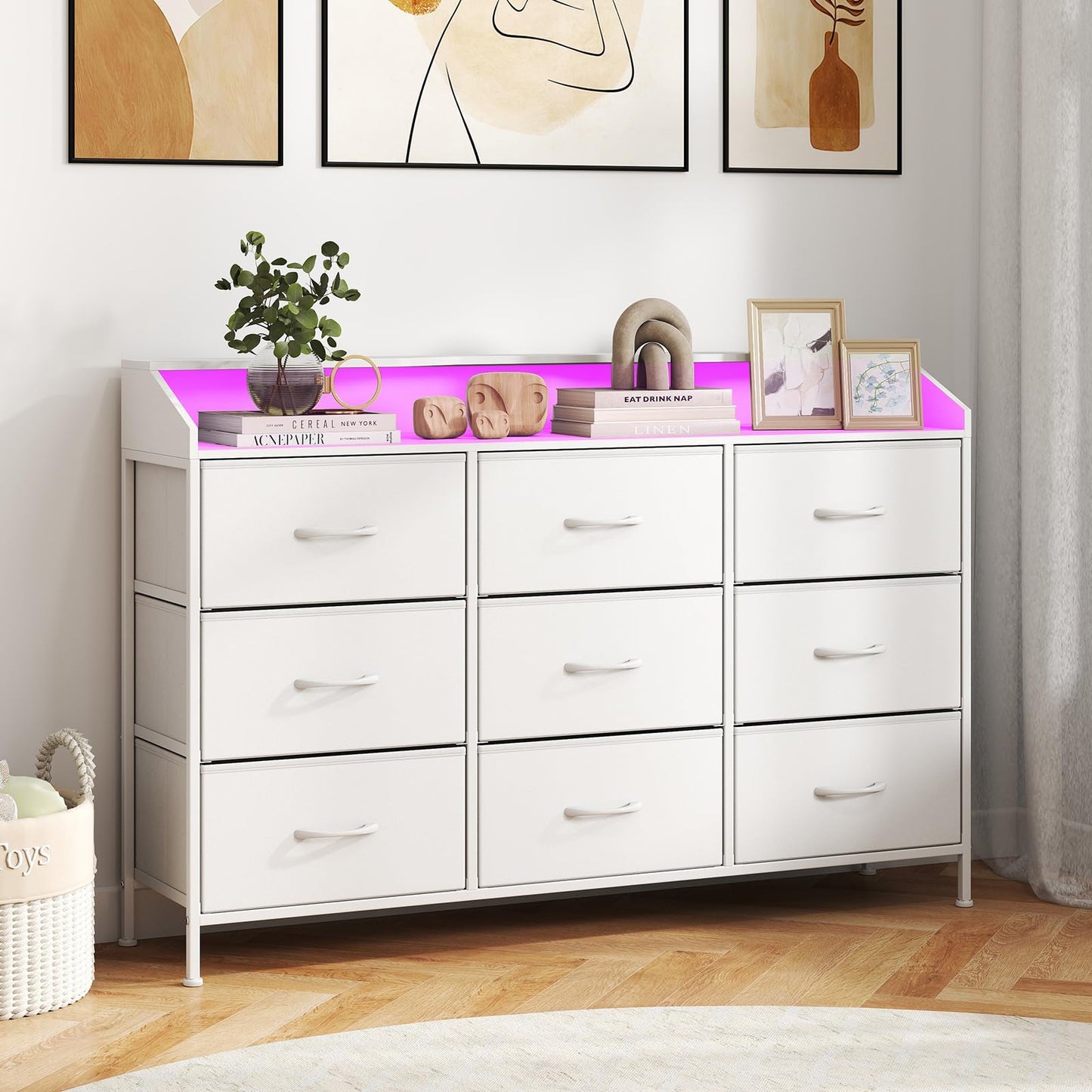 Dresser Storage Organizer with LED Lights for Bedroom