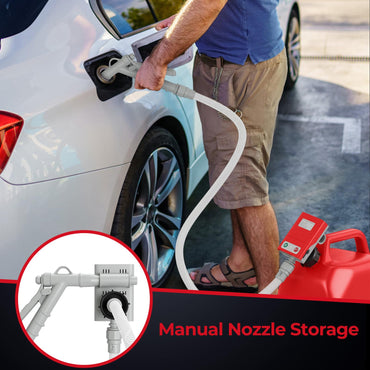 Fuel Transfer Pump with Nozzle for Flow Control & Stop, Battery