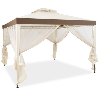 3m x 3m Outdoor Gazebo with Zipped Mesh Side Walls