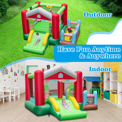 4-in-1 Farm Themed Inflatable Bounce House with 480W Blower
