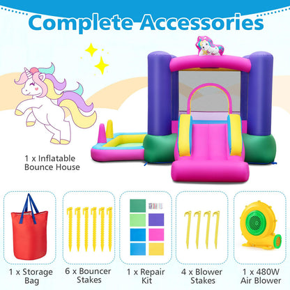 Kids Bouncy Castle, Inflatable Bounce House with Slide, Ball Pit