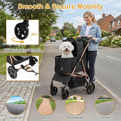 3-in-1 Pet Stroller, Foldable Dog Pushchair