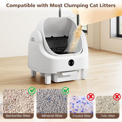 Self-Cleaning Cat Litter Box, Open-Top Electric Automatic Cat Toilet with APP Control