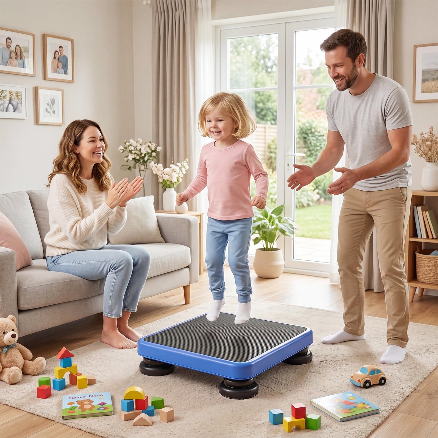 Kids Mini Trampoline Board with Elastic Rope