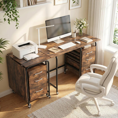 2-In-1 Folding Desk with 3 Drawers