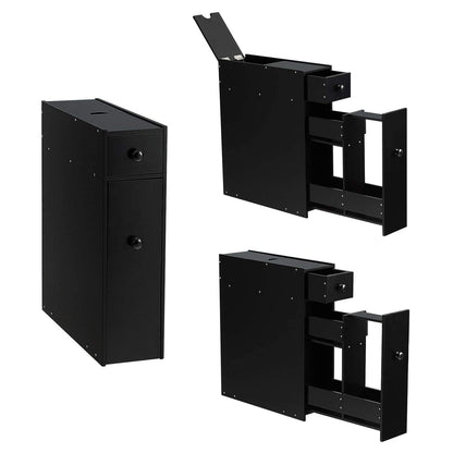 Slim Storage Cabinet with Slide-out Drawers and Flip open Top Cover