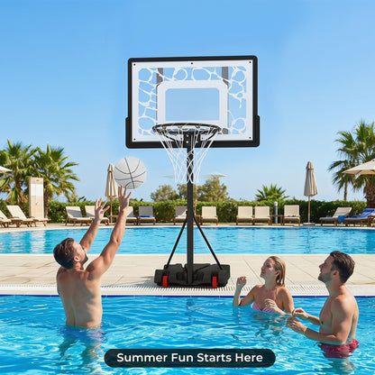 Pool Basketball Hoop with LED 8-Height Adjustable Swimming Pool Basketball