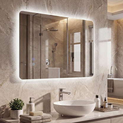 Bathroom Mirror with LED Lights, Anti-Fog Illuminated Wall Mounted Vanity Mirror