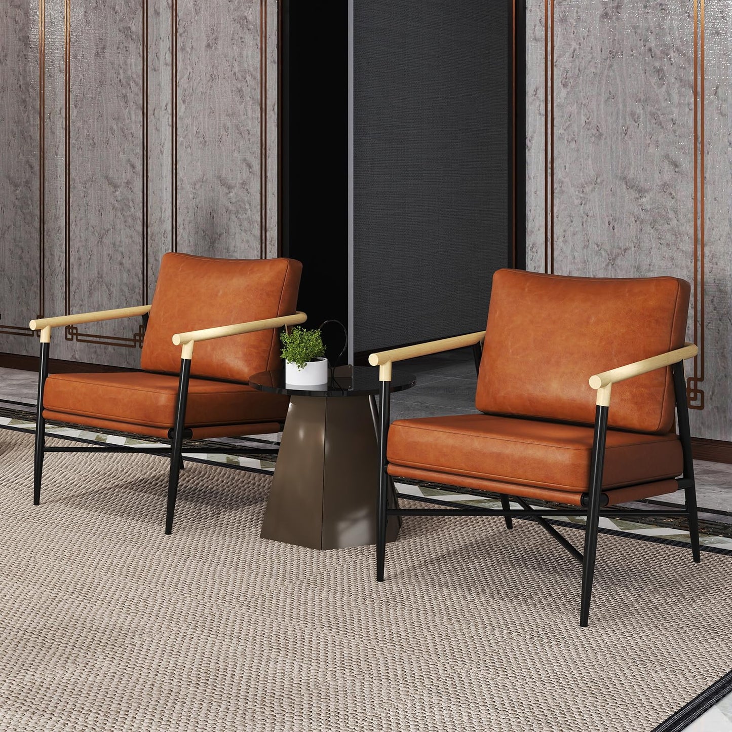 PU Leather Accent Chair with Removable Back Pillow